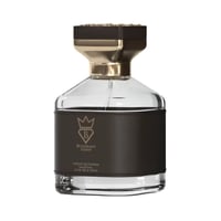 Bujairami Boss Life 100ml Extrait de Parfum — Clear glass bottle with dark label, gold cap, and crown logo