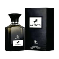 Avento perfume bottle and packaging on a blue background