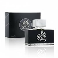 Perfume bottle and packaging of Al Dur Al Maknoon by Lattafa on a white background