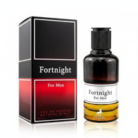 Fortnight for Men perfume bottle and packaging on a white background
