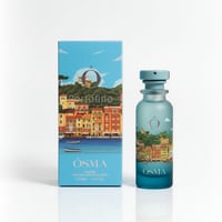 OSMA bottle and packaging with a scenic background of water and boats