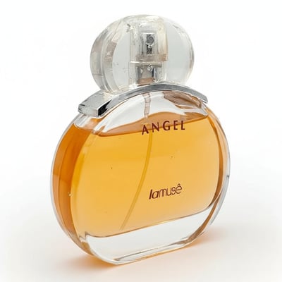 Perfume bottle labeled 'Angel' by lamuse on a white background