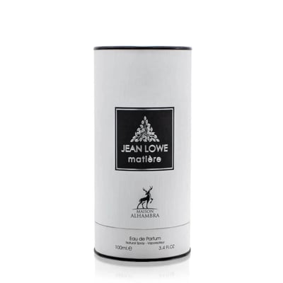 White cylindrical container with black text and logo on a white background