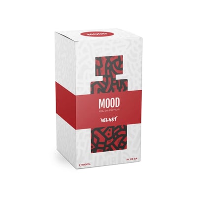 Mood Velvet perfume packaging on a white background