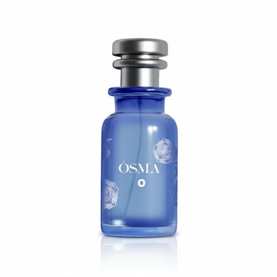 Blue bottle with silver cap on a white background, featuring the brand 'Osmia'.