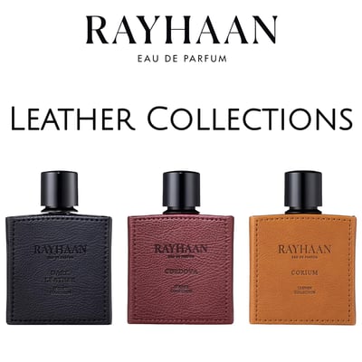 Rayhaan Rayhaan Leather Collection 100ml EDP – Corium, Dark Leather, Cordova feature on homepage bottle - view 2 - Premium fragrance collection Malaysia