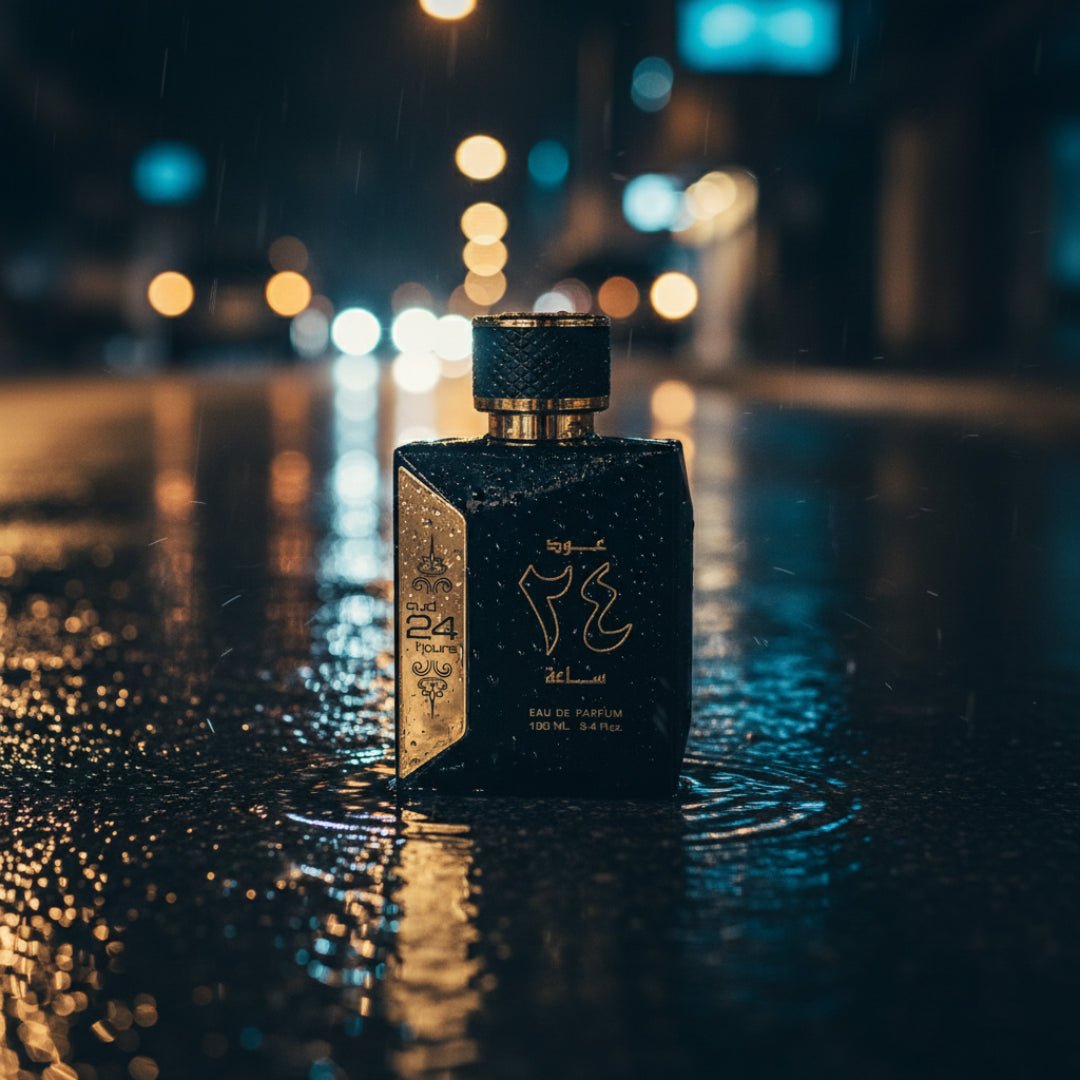 Oud 24 Hours di jalan basah hujan – mood cinematic Malaysia