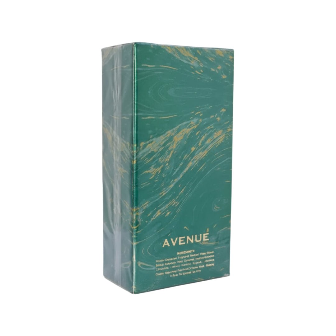 Avenue London perfume 100ml Grandeur Elite – box packaging view – original Malaysia. Kotak Avenue London EDP 100ml pandangan sisi – original Malaysia