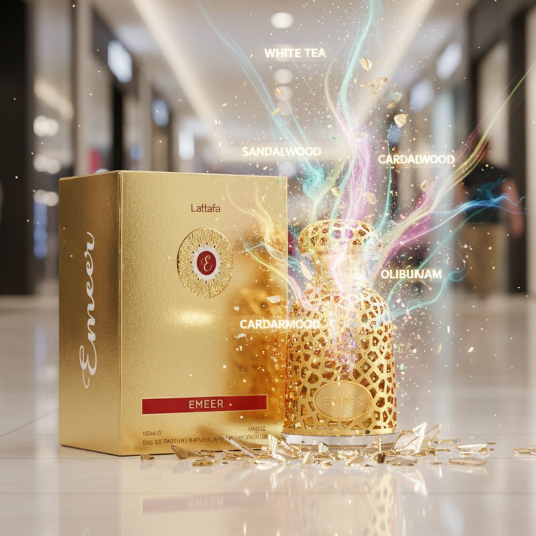 Lattafa Emeer perfume Malaysia – bau woody, amber & warm memikat