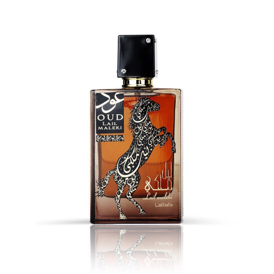 Perfume unisex Oud Lail Maleki Lattafa original Malaysia – minyak wangi oud, spice & amber