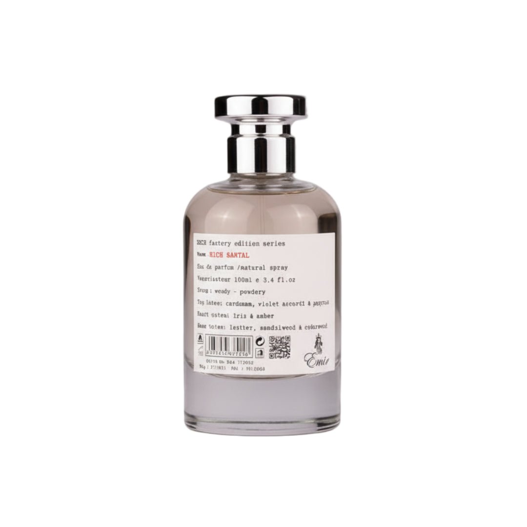 Botol Rich Santal Emir wangian bau sandalwood warm spicy pilihan ramai Malaysia