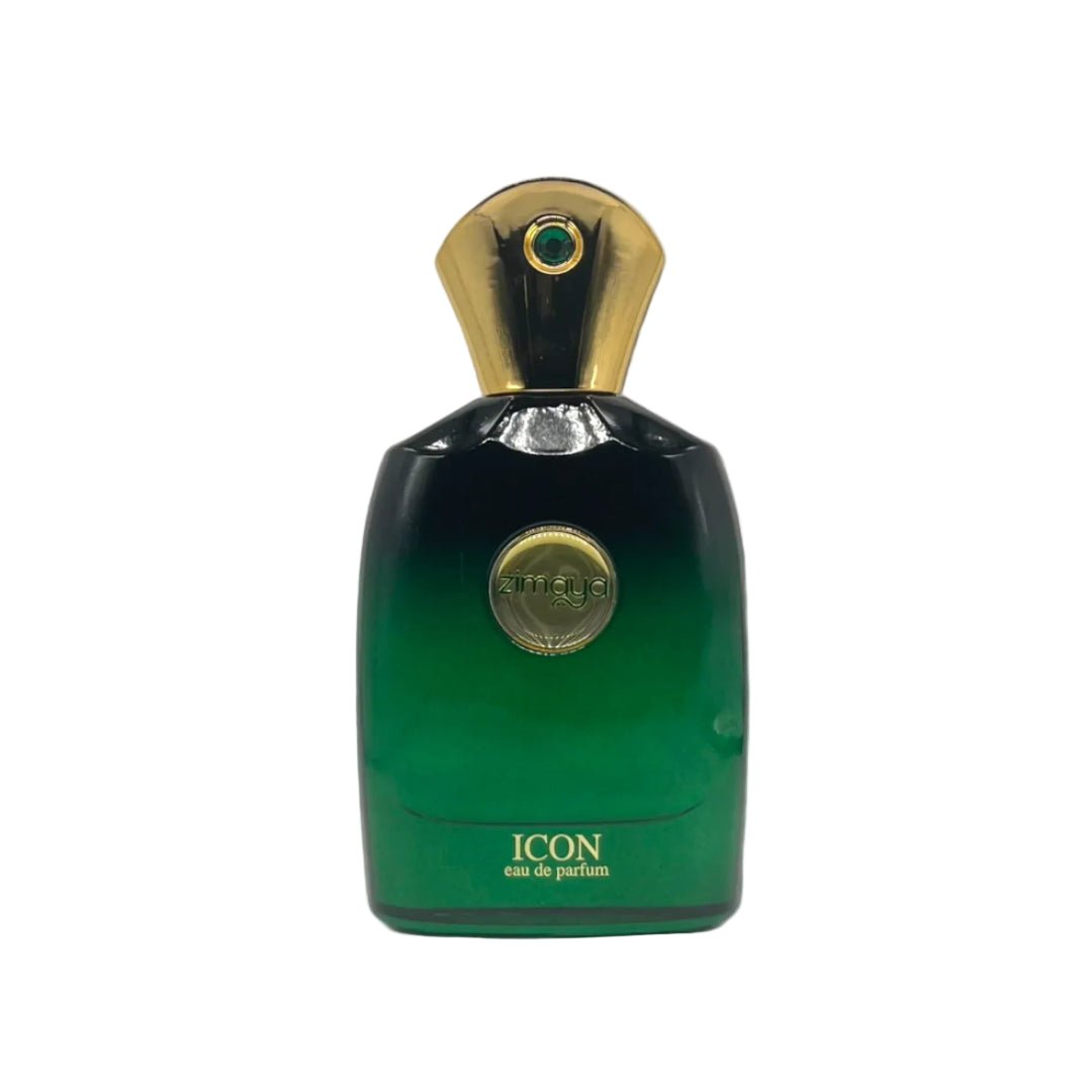 Botol Icon Zimaya perfume lelaki maskulin aroma kayu amber vanila tahan lama Malaysia