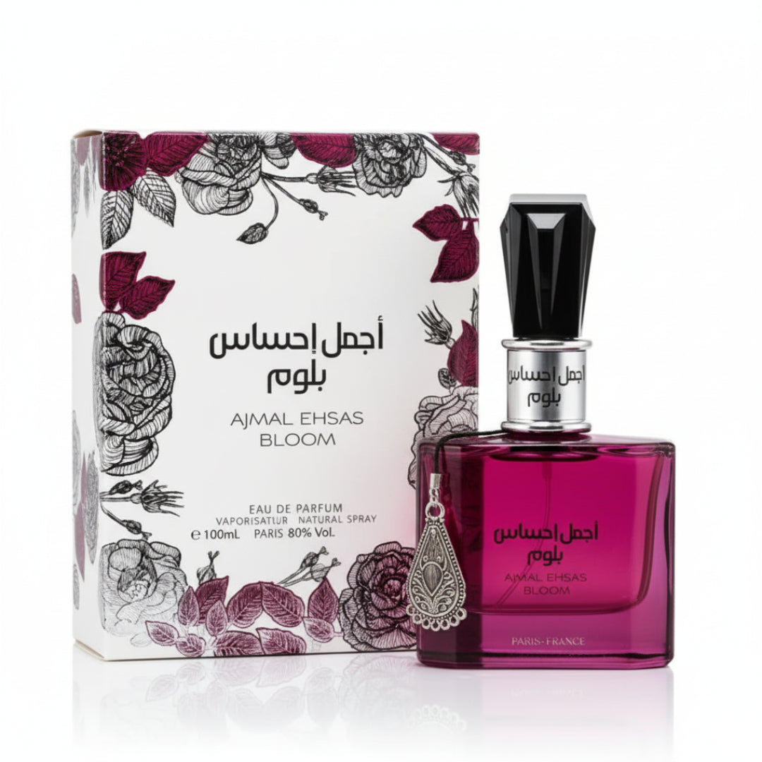 Ajmal Ehsas Bloom by Ard Al Zaafaran 100 ml EDP wanita Malaysia – haruman sweet floral & tahan lama