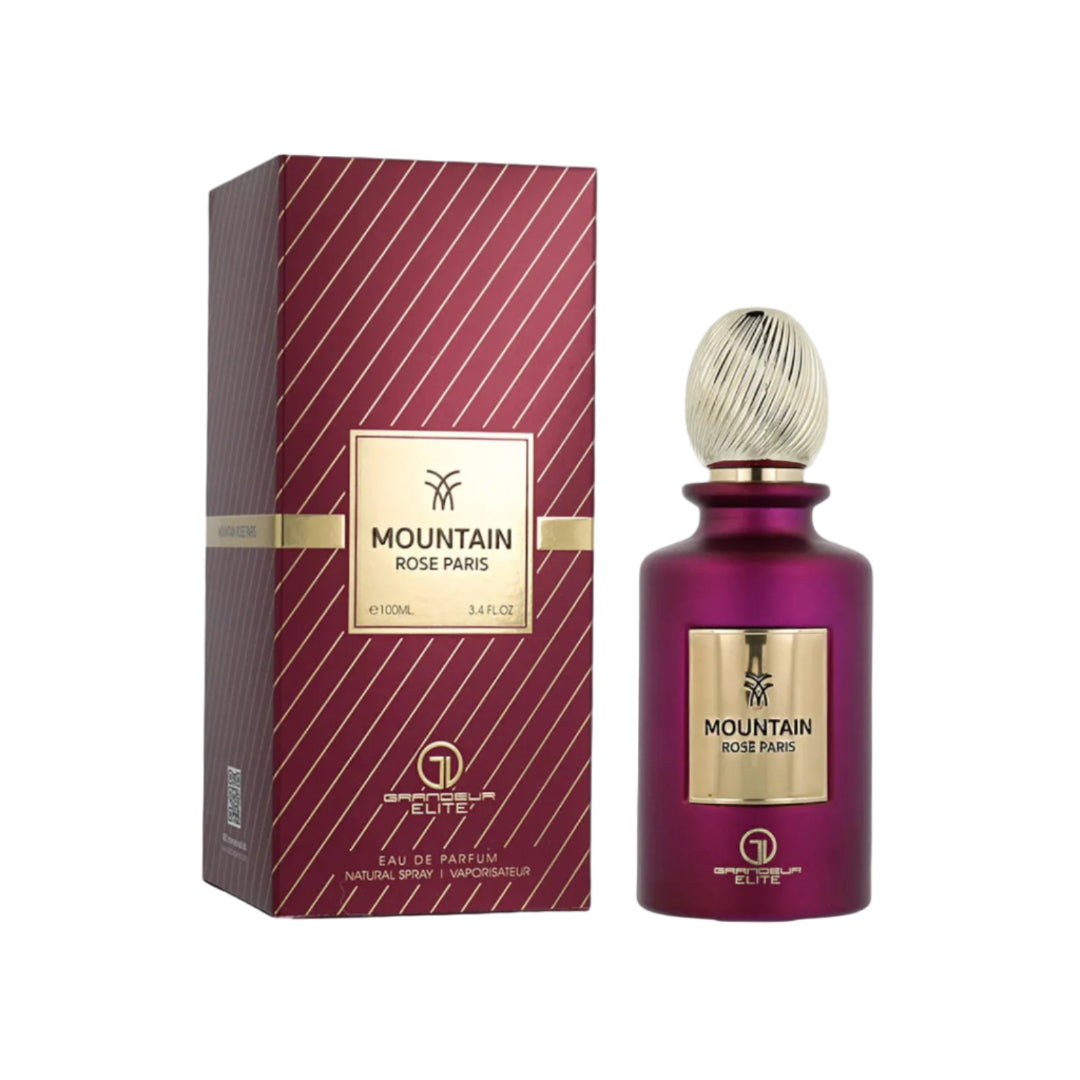 Mountain Rose Paris perfume bottle and packaging on a white background
