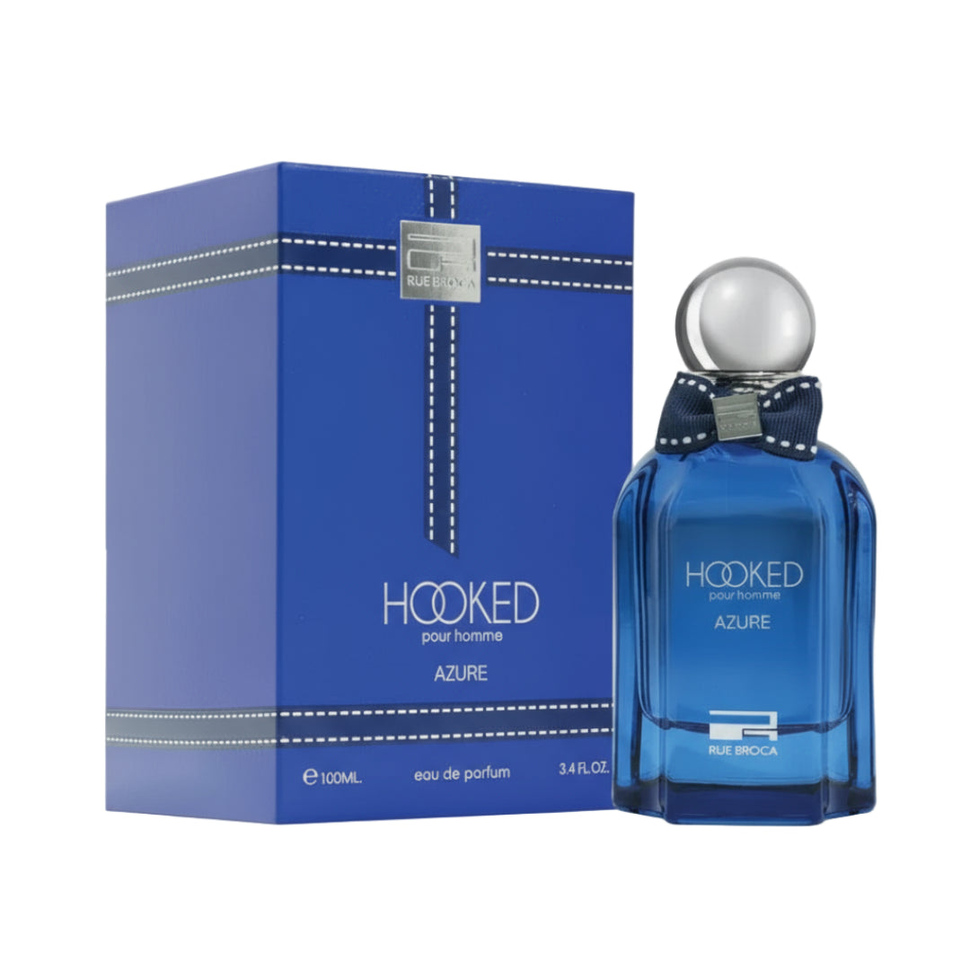 Hooked Azure by Rue Broca box dan botol minyak wangi lelaki segar moden Malaysia hadiah boyfriend majlis