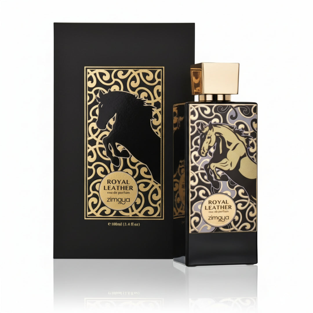 Royal Leather by Zimaya box dan botol minyak wangi lelaki mewah elegan Malaysia hadiah boyfriend majlis