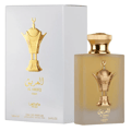 Lattafa Pride Al Areeq Gold 100ml EDP glass bottle gold cap white box WangiWorld luxury perfume bottle.