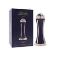 Lattafa Pride Al Khas Winners Trophy Gold 100ml — A black perfume box with gold Arabic and English text, and a gold-capped black perfume bottle shaped like an hourglass, displayed on a white background. | Lattafa Pride Al Khas Winners Trophy Gold 100ml — Kotak minyak wangi hitam dengan teks Arab dan Inggeris emas, dan