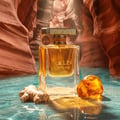 Lattafa Atlas Canyon Perfume Lattafa 55ml — Gold textured box and clear glass perfume bottle with gold cap, featuring tree logo and Arabic script.