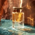 Lattafa Atlas Canyon Perfume Lattafa 55ml — Gold textured box and clear glass perfume bottle with gold cap, featuring tree logo and Arabic script.