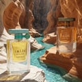 Lattafa Atlas Canyon Perfume Lattafa 55ml — Gold textured box and clear glass perfume bottle with gold cap, featuring tree logo and Arabic script.