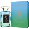 Bujairami Chroma — Blue-green gradient glass perfume bottle with gold cap next to matching gradient box.