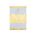 Lattafa Dalal Lattafa 100ml Women — Perfume bottle with ornate gold filigree cap, adorned with rhinestones, next to its white and gold box with matching filigree design.