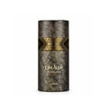 Lattafa Fearless by Lattafa 100ml EDP Men — Cylindrical dark textured bottle with gold accents and Arabic script, featuring the word FEARLESS and Lattafa branding.