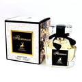 Maison Alhambra Florenza 100ml Maison Alhambra Florence — A perfume bottle and its box are displayed against a white background. The box has a floral design and the bottle is octagonal with a black ribbon. | Maison Alhambra Florenza 100ml Maison Alhambra Florence — Botol minyak wangi dan kotaknya dipamerkan berlatar