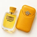 Kenz de Rasasi Hawas Apex GT — Clear glass perfume bottle with yellow liquid, gold rectangular label with black text 'HAWAS' and 'APEX GT', and a textured yellow cap, isolated on white.