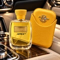 Kenz de Rasasi Hawas Apex GT — Clear glass perfume bottle with yellow liquid, gold rectangular label with black text 'HAWAS' and 'APEX GT', and a textured yellow cap, isolated on white.