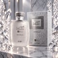 RASASI Hawas Crystelle by Rasasi 100ml EDP — Silver cracked texture bottle and box, with ornate silver cap, set against a white background.