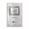 RASASI Hawas Crystelle by Rasasi 100ml EDP — Silver cracked texture bottle and box, with ornate silver cap, set against a white background.