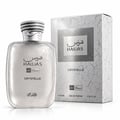 RASASI Hawas Crystelle by Rasasi 100ml EDP — Silver cracked texture bottle and box, with ornate silver cap, set against a white background.