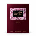 RASASI Hawas Diva by Rasasi 100ml EDP — A deep burgundy perfume bottle with gold accents and the brand name 'HAWAS' in Arabic and English. A matching burgundy box with a pink snakeskin pattern is displayed next to it.