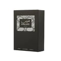 Rasasi Hawas For Him Eau De Parfum 100ml by Rasasi — A clear glass perfume bottle with purple liquid and a textured grey cap sits next to a black product box with a snakeskin pattern label. | Rasasi Hawas For Him Eau De Parfum 100ml by Rasasi — Botol minyak wangi kaca jernih dengan cecair ungu dan penutup kelabu