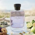 Rasasi Hawas For Him Eau De Parfum 100ml by Rasasi — A clear glass perfume bottle with purple liquid and a textured grey cap sits next to a black product box with a snakeskin pattern label. | Rasasi Hawas For Him Eau De Parfum 100ml by Rasasi — Botol minyak wangi kaca jernih dengan cecair ungu dan penutup kelabu