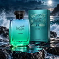 RASASI Hawas For Him La Mer — Teal textured box and gradient blue-green glass bottle with black textured cap, set against a white background.