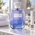 Kenz de Rasasi Hawas Ice Ultradose by Kenz de Rasasi 100ml Men — A clear glass perfume bottle with blue liquid, featuring a silver label with Arabic and English text, and a white rope-like cap.