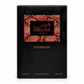 RASASI Hawas Overdose by Rasasi 100ml EDP — Orange perfume bottle with black textured cap next to its black and orange patterned box, both featuring the Hawas logo and text.