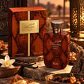 RASASI Hawas Private Dulce by Rasasi 100ml EDP — Brown snakeskin patterned perfume box and bottle with gold accents and a snake-shaped cap