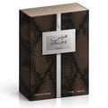 RASASI Hawas Private Terra by Rasasi 100ml EDP — A brown snakeskin-patterned perfume box and bottle with silver accents and a coiled snake cap