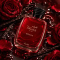 RASASI Hawas Rouge by Rasasi 100ml EDP — Red perfume bottle and matching red box with snake-skin pattern detail, presented on a white background.