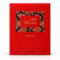 RASASI Hawas Rouge by Rasasi 100ml EDP — Red perfume bottle and matching red box with snake-skin pattern detail, presented on a white background.