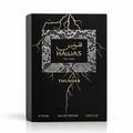 RASASI Hawas Thunder by Rasasi 100ml EDP — White bottle with black lightning bolt design and Arabic script, silver snake-wrapped cap.