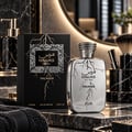 RASASI Hawas Thunder by Rasasi 100ml EDP — White bottle with black lightning bolt design and Arabic script, silver snake-wrapped cap.