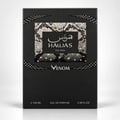RASASI Hawas Venom by Rasasi 100ml EDP — Black box with snake pattern and snake-wrapped cap bottle, showcasing the fragrance.