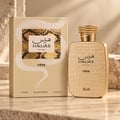 RASASI Hawas Viper by Rasasi 100ml EDP — Gold textured bottle with snake-like cap next to its matching box featuring a snake pattern and text