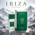 Bujairami Ibiza by Bujairami 100ml Extrait de Parfum — Clear faceted glass bottle with green cap and label next to a green
