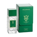 Bujairami Ibiza by Bujairami 100ml Extrait de Parfum — Clear faceted glass bottle with green cap and label next to a green